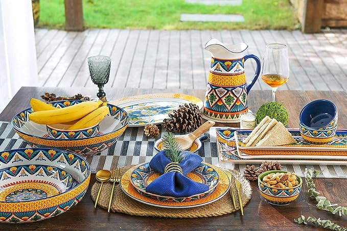 Bico Havana Cereal Bowls Set of 4, 26 oz Deep Ceramic Soup Bowls for Cereal, Salad, Noodles, Kitchen, Microwave and Dishwasher Safe, Gift for Housewarming and Thanksgiving