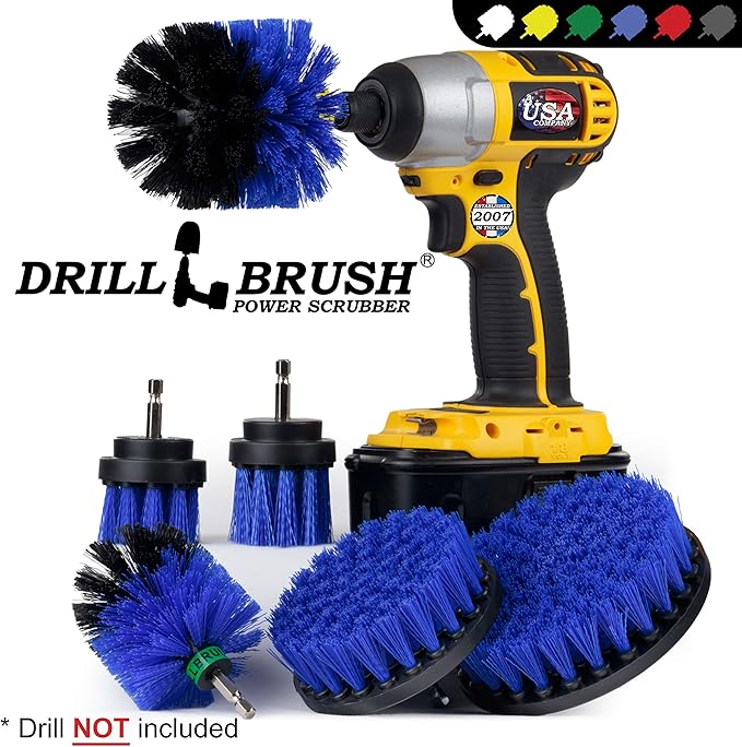 Pool Accessories - Cleaning Supplies - Drill Brush - 5 Piece Spin Brush Pool Cleaning Kit - Pool Supplies - Slide - Deck Brush - Hot Tub - Spa - Pond Liner - Pool Brush - Carpet Cleaner