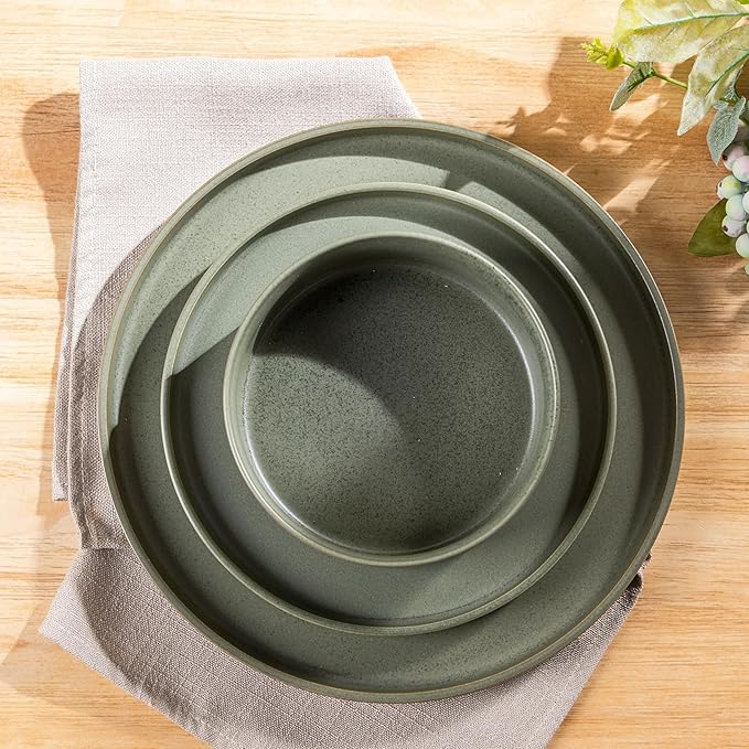 GBHOME Ceramic Dinnerware Sets for 8, Stoneware Plates and Bowls Sets,Chip and Scratch Resistant Dishes,Dishwasher & Microwave& Oven Safe Dishes sets,Reactive Glaze-Colorful