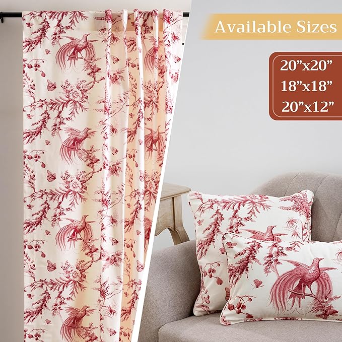 Maison d' Hermine Decorative Pillow Covers 12x20 Inch Rectangle 100% Cotton Throw Pillow Covers with Invisible Zipper for Living Room Couch, Chair, Sofas, Bedroom, Home (Paradise - Lacqer Red)