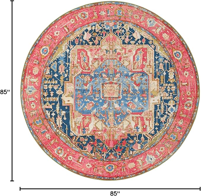 Unique Loom Outdoor Traditional Collection Area Rug - Limon (7' 1" Round Multi/Red)