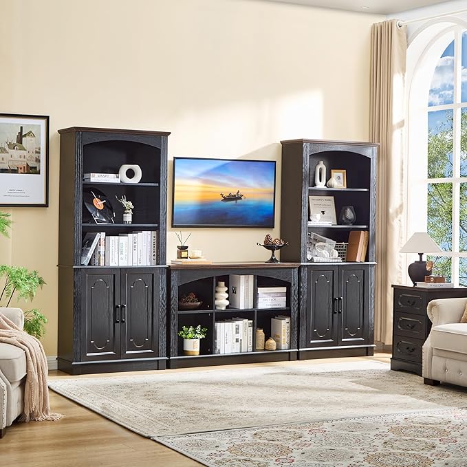 Black Bookshelf, 6-Cube Bookcase and Kids Bookshelf, Wooden Storage Cabinet with Cube Organizer, Modern Book Shelf for Bedroom Furniture, Living Room, Office Storage, Toy Organizer, Display Cabinet