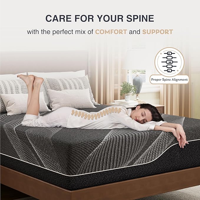 King Mattress 14 Inch Charcoal Gel Memory Foam in a Box, CertiPUR-US Certified, Fiberglass Free, Cooling Double Mattress, Made in The USA of US Foam, 80" × 76" × 14", Medium