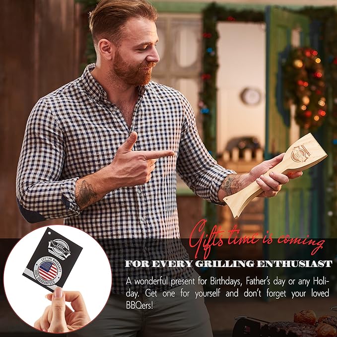 Wood Grill Scraper - Wooden BBQ Grill Brush Cleaner Alternative - Enjoy Safe & Bristle Free Barbecue