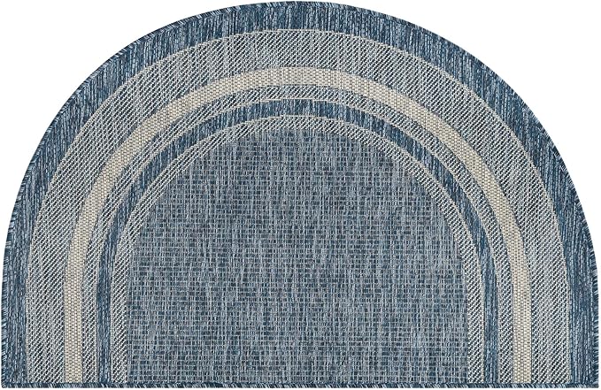 Unique Loom Outdoor Border Collection Area Rug - Soft Border (2' 7" x 4' 1" Hearth Blue/Ivory)