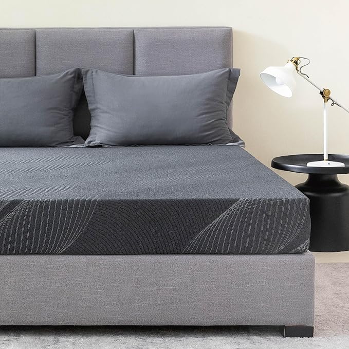 Queen Mattress 8 Inch Charcoal Memory Foam in a Box, CertiPUR-US Certified, Fiberglass Free, Gel Double Mattress, Made in The USA of US Foam, 80" × 60" × 8", Medium