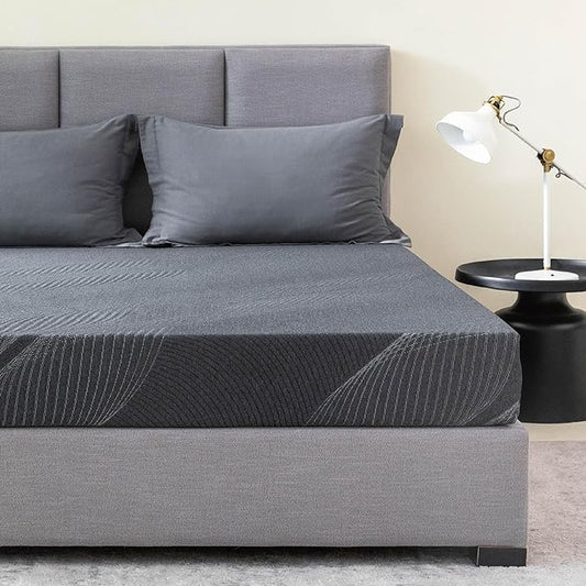 Queen Mattress 8 Inch Charcoal Memory Foam in a Box, CertiPUR-US Certified, Fiberglass Free, Gel Double Mattress, Made in The USA of US Foam, 80" × 60" × 8", Medium