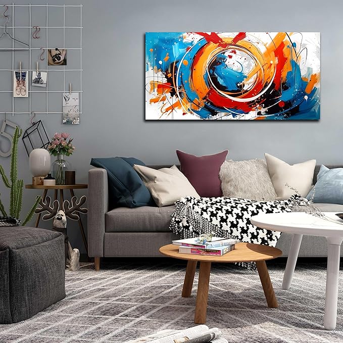 Abstract Wall Art for Office - Colorful Wall Art for Bedroom Ready to Hang Size 24" x 48"