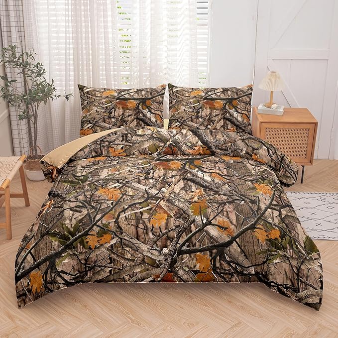 Tailor Shop Camo Bedding Sets Full Size,Camo Comforter Sets for Girls Kids Teens Camo Bed Set with 2 Pillowcase…