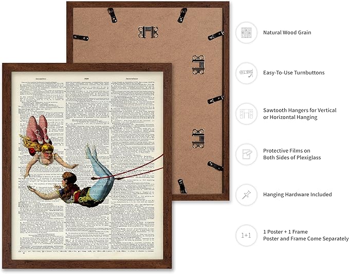 Poster Master Dictionary Art Poster - Acrobat Print - Circus Art - Entertainment Art - Gift for Men, Women & Performer - Chic Decor for Living Room, Bedroom, Dorm or Office, 11x14 Brown Framed