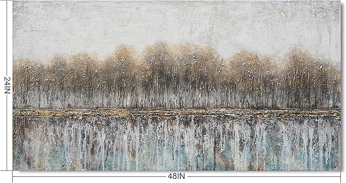NdcSkyArt Tree Rustic Wall Art for Living Room, Forest Reflections Canvas Prints, Brown Textured Abstract Landscape Painting for Farmhouse Great Dining Room Bedroom Home Decor