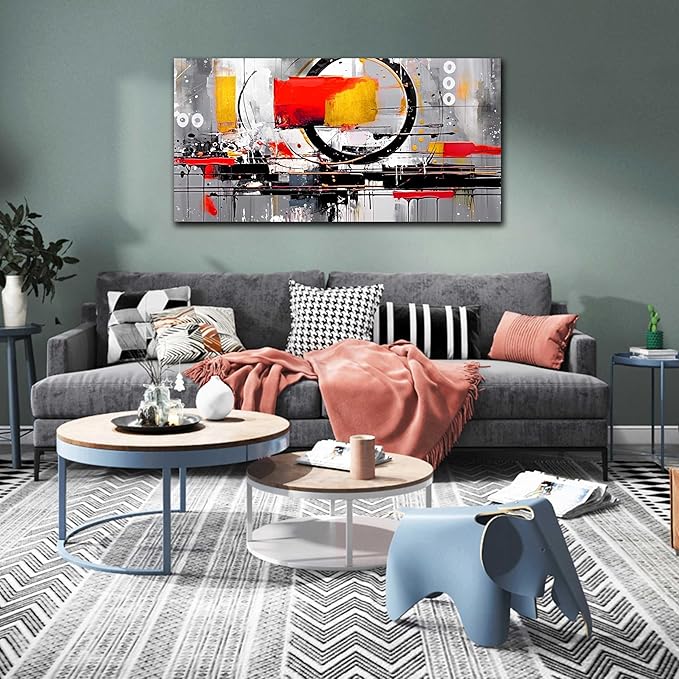 Abstract Canvas Art Wall Decor for Living Room - Modern Wall Art for Office Ready to Hang Size 24" x 48"