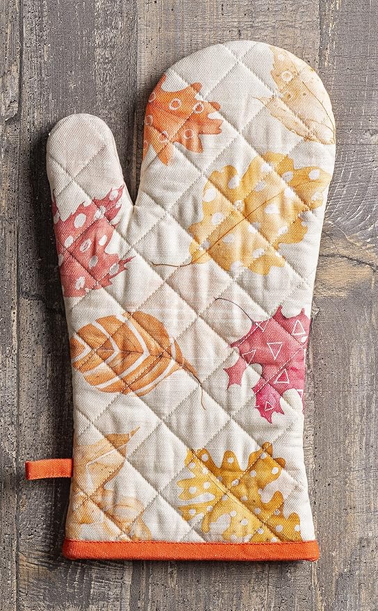 Maison d' Hermine Oven Gloves 100% Cotton Oven Mitt 7" x 13" with Loop Heat Resistant BBQ Cooking Gloves for Thanksgiving Christmas Decorations Baking Handling Hot Pans (Pack of 1, Colours of Autumn)