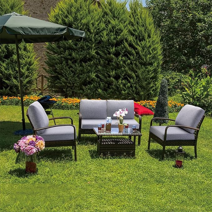 JMGBird Outdoor Chair Cushion Tufted Pillow, Deep Seat Outdoor Cushion Set 19"x19" Seat Cushions for Outdoor Furniture