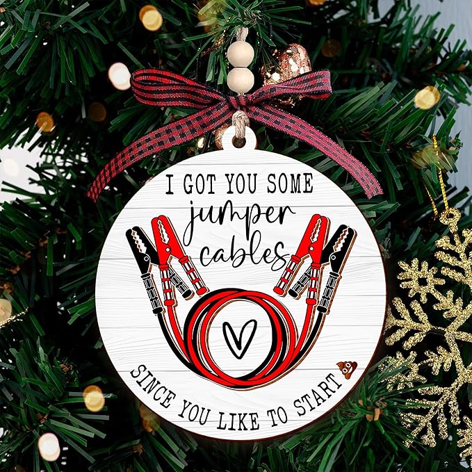 Funny Ornaments for Adults, Great Christmas Ornaments & Jumper Cables Ornament - Unique Gag Gifts for Christmas Tree - Novelty Items and Adult-Themed Funny Gifts for Christmas