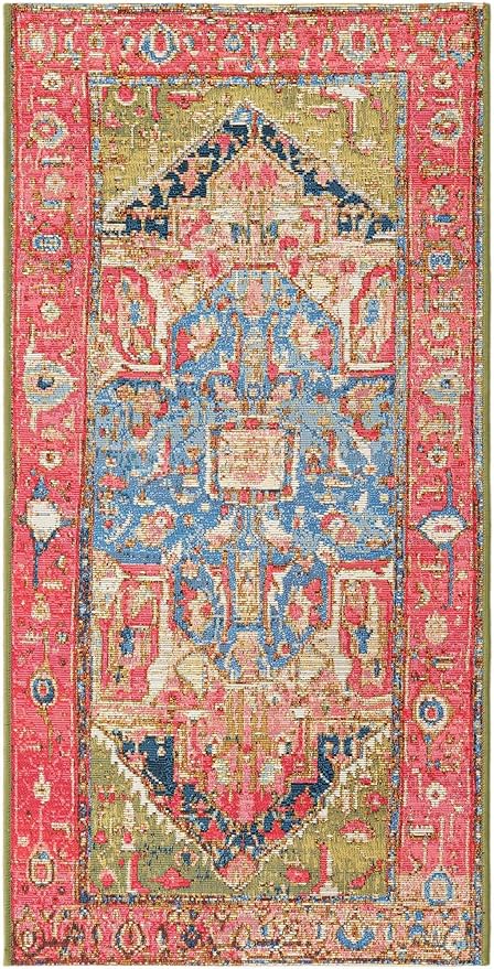 Unique Loom Outdoor Traditional Collection Area Rug - Limon (2' x 4' 1" Runner Multi/Red)