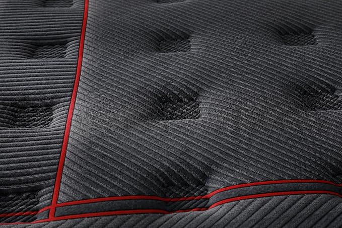 Ottomanson Queen 13" Luxury Black Eurotop Mattress - Medium-Firm Hybrid Comfort - Made in USA - Premium Quilted Cover - Fiberglass-Free - Bed in a Box