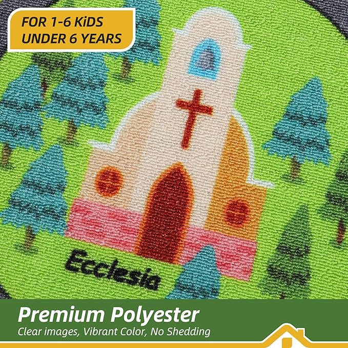 BEQHAUSE Kids Room Rugs City Life, 32”x60” Educational Road Traffic Kids Rug, Non Slip Washable Kid Carpets for Children Room Bedroom Playroom Nursery Room Decor