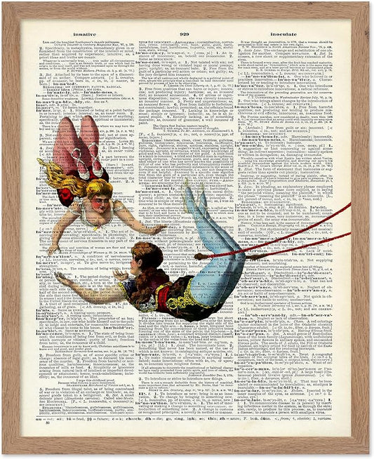 Poster Master Dictionary Art Poster - Acrobat Print - Circus Art - Entertainment Art - Gift for Men, Women & Performer - Chic Decor for Living Room, Bedroom, Dorm or Office, 16x20 Beige Framed
