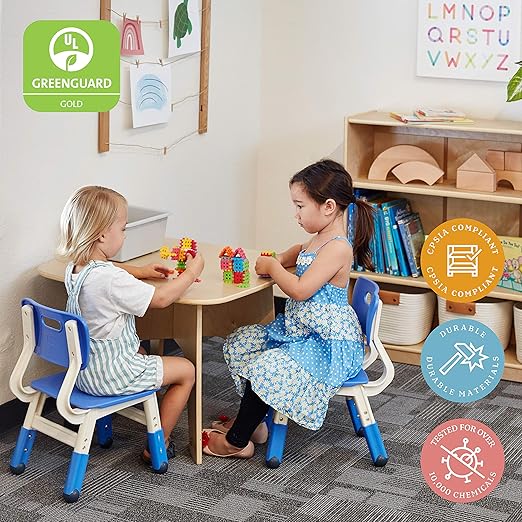 ECR4Kids Classroom Adjustable Chair, Flexible Seating, Blue, 2-Pack