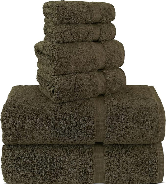 Chakir Turkish Linens 100% Cotton Premium Turkish Towels for Bathroom, 2 Large Bath Towels, 2 Hand Towels, 2 Washcloths (6-Piece Towel Set, Cocoa)