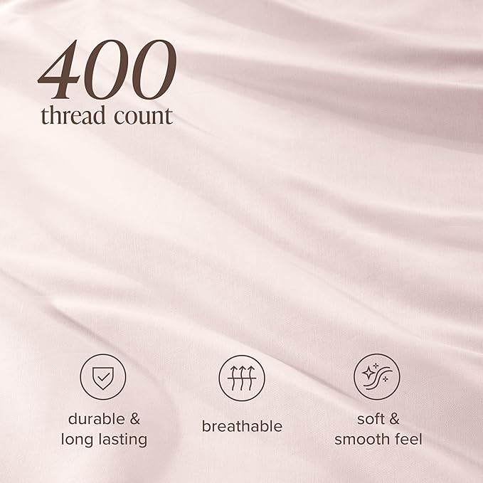 Bare Home 100% Organic Cotton Sateen Duvet Cover Set - Twin/Twin Extra Long Size - 400 Thread Count - Smooth Sateen Weave - Warm & Luxurious - Duvet Cover (Twin/Twin XL, Dusty Pink)