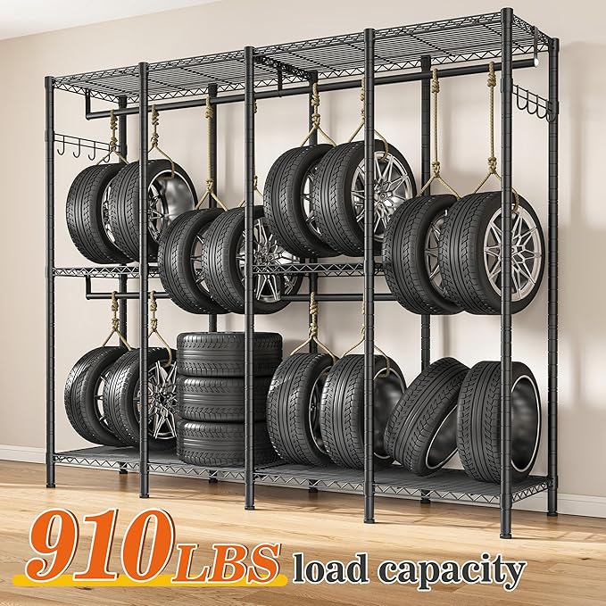 Raybee Clothes Rack Heavy Duty Clothing Racks for Hanging Clothes Loads 1100LBS, Garment Rack Freestanding for Bedroom, 75" H x 75" W x 15.7" D, Black
