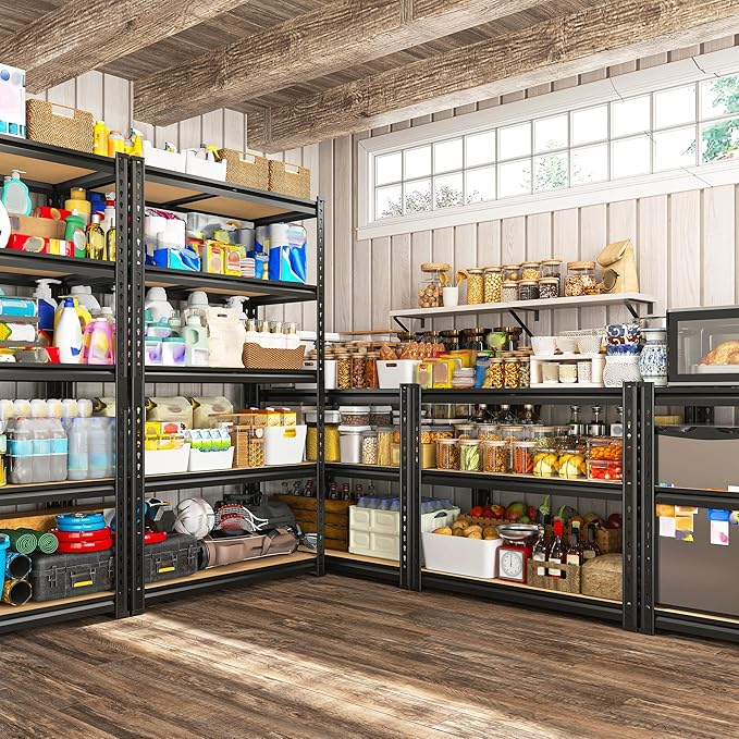 REIBII Storage Shelves 2020LBS Garage Shelving Heavy Duty Metal Shelving 5 Tier Metal Shelf for Kitchen Warehouse Basement 28" W x 12" D x 59.8" H, 4 Pack