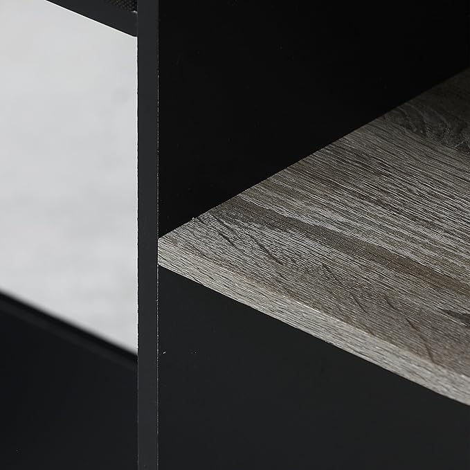 Furinno Go Green Home Laptop Notebook Computer Desk/Table with 2 Drawer Bins, French Oak Grey/Black/Black