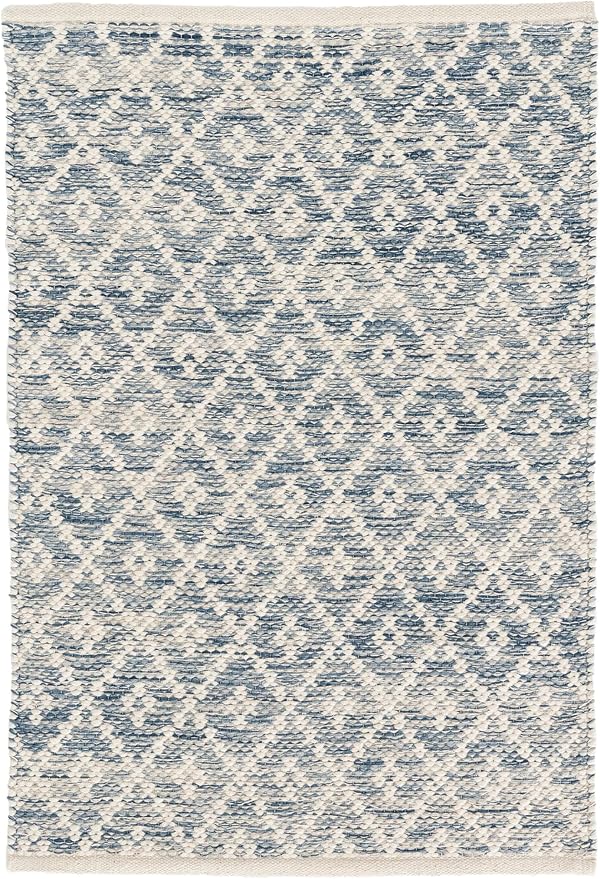 Dash & Albert Melange Diamond Blue Handwoven Cotton 8.5 X 11.5 Feet, Blue Geometric Pattern