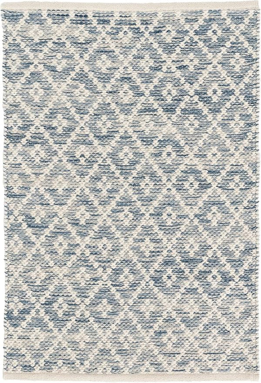Dash & Albert Melange Diamond Blue Handwoven Cotton 8.5 X 11.5 Feet, Blue Geometric Pattern