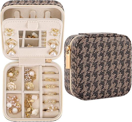 Snake Print Jewelry Box, Animal Print Travel Jewelry Bag for Women Girl, Trinket Box Organizer, Trendy Birthday Gradution Gift, Luxury