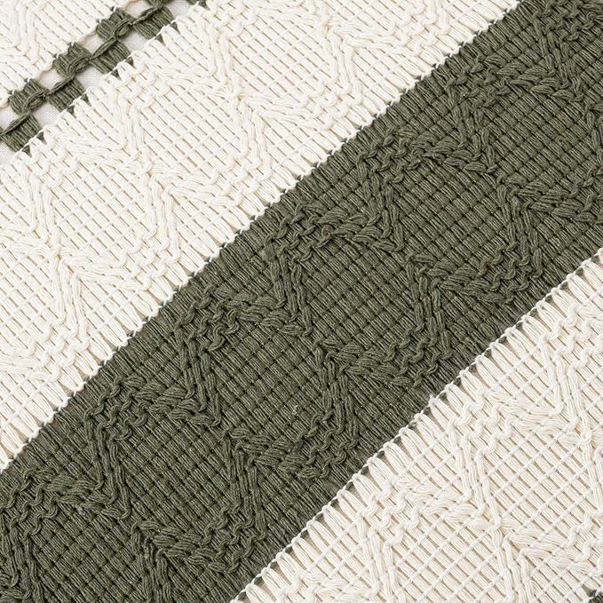 Fancy Homi Set of 2 Boho Olive Green Euro Decorative Throw Pillow Cover 26x26 Inch for Couch Bed Bedroom, Aesthetic Modern Organic Farmhouse Room Decor, Soft Cotton Accent Macrame Woven Cushion Case