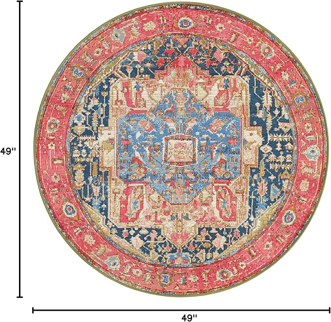 Unique Loom Outdoor Traditional Collection Area Rug - Limon (4' 1" Round Multi/Red)