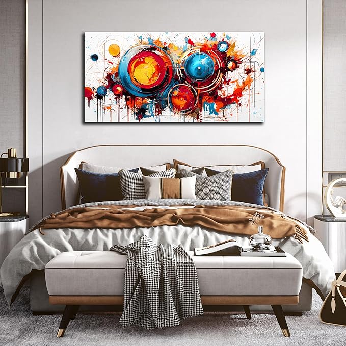 Colorful Art Work for Living Room Walls - Abstract Art Wall Decor - Modern Canvas Wall Art for Office Ready to Hang Size 29" x 59"