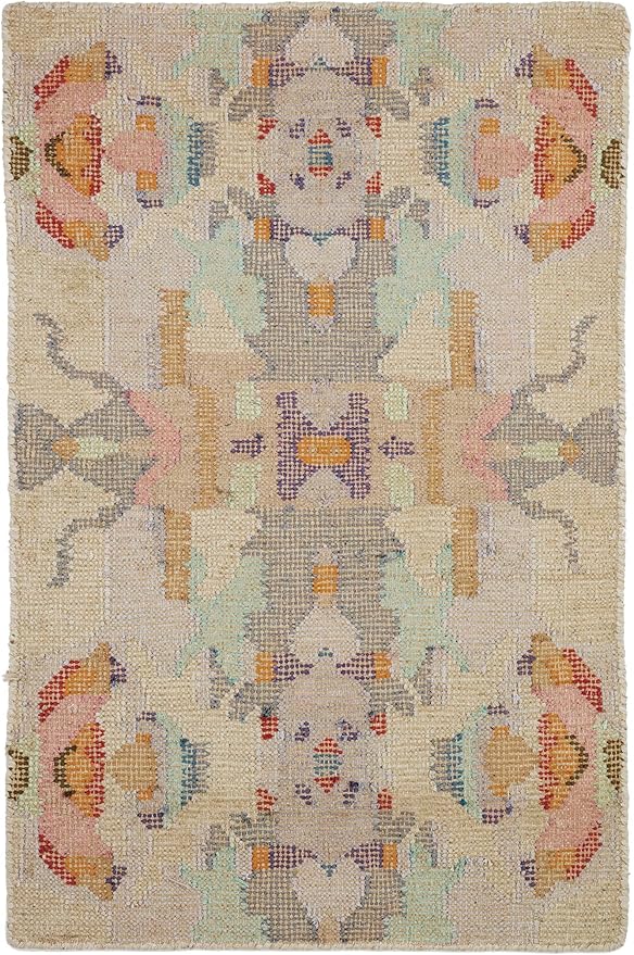 Dash and Albert Chapel Hill Cotton Area Rug - 3' x 5' Multicolor Geometric Hand Loom Knotted Accent Rug - Durable, Low Pile, High Traffic Living Room, Hallway