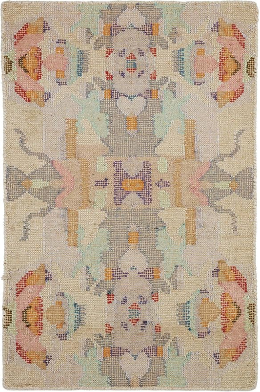 Dash and Albert Chapel Hill Cotton Area Rug - 2.5' x 8' Runner Multicolor Geometric Hand Loom Knotted Accent Rug - Durable, Low Pile, High Traffic Friendly