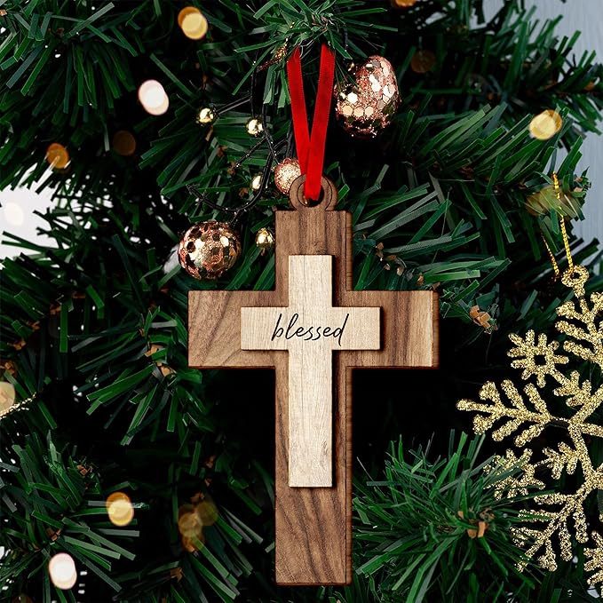 Religious Christmas Ornaments - Cross Ornaments for Christmas Tree Decoration, Christian Ornament for Home Decor, Unique Religious Gifts for Christian Women, Ideal Gifts for Christian Women