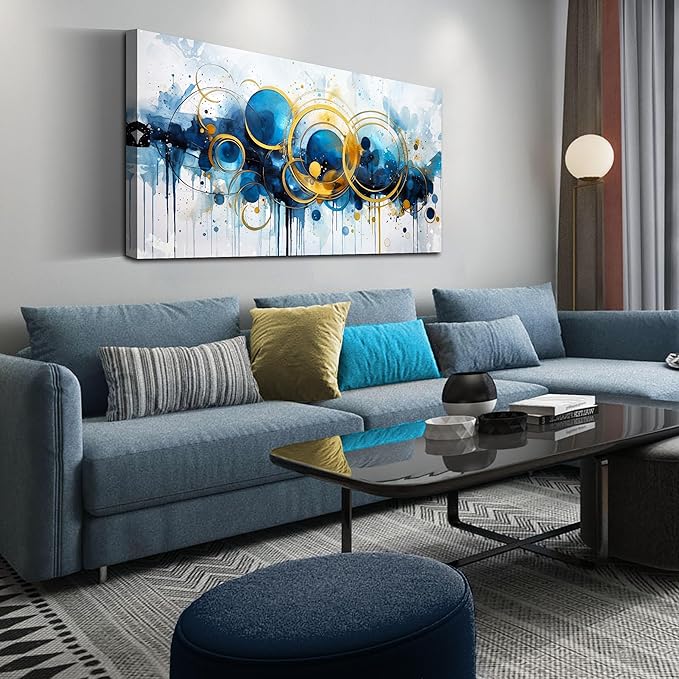 Abstract Art Work for Wall Decor - Large Canvas Wall Art for Living Room - Minimalist Art Ready to Hang Size 24" x 48"