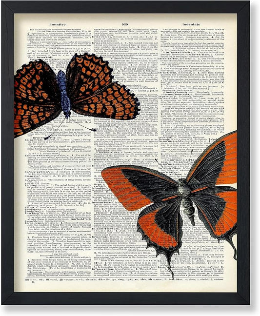 Poster Master Dictionary Art Poster - Butterflies Print - Moth Art - Butterfly Art - Insect Art - Gift for Men, Women & Animal Lover - Chic Decor for Living Room or Bedroom, 24x32 Unframed Wall Art