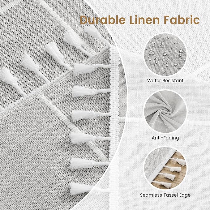 puredown® Plaid Rectangle Tablecloth, Waterproof Cotton Linen Tablecloth with Tassel, Rustic Farmhouse Table Cloths for Kitchen Dining Outdoor, 55"x70",4-6 Seats, Gray