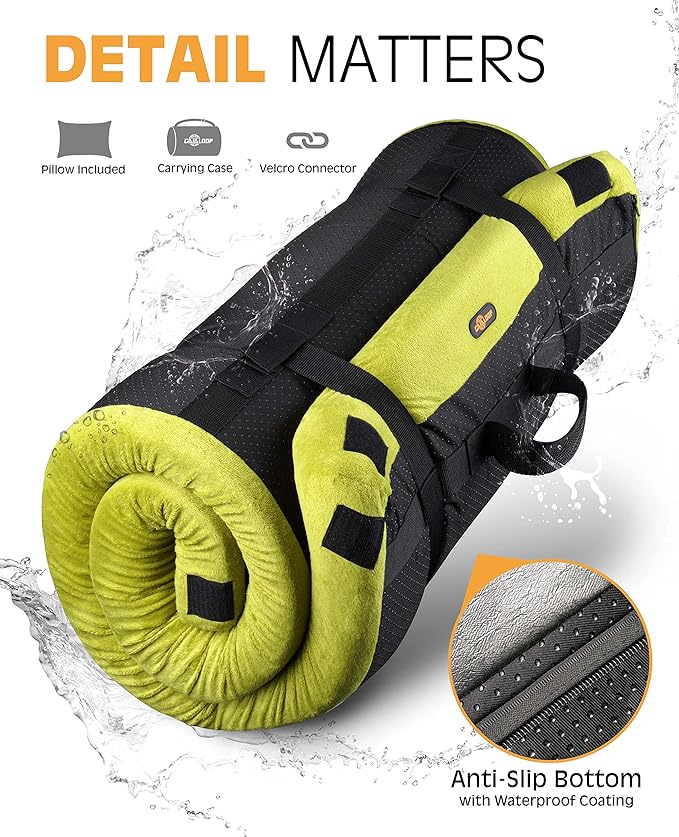 3 Inch GAIALOOP Thick Memory Foam Camping Mattress Sleeping Pad [Car/Tent/Cot] Glamping Portable Floor Mat Roll Up Futon Mattress for Guests Sleepover