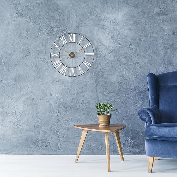 Sorbus Large Wall Clock for Living Room Decor – Easy to Hang 12-Inch Big Wall Clock – Metal Wall Art for Kitchen, Bedroom, Home, Office – Analog Decorative Wall Clock (White)