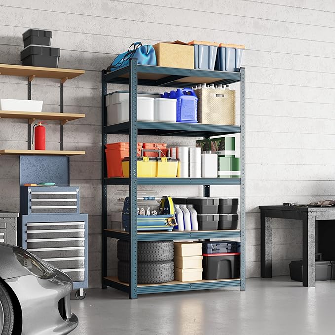 Yaheetech Storage Shelves 5 Tier Garage Shelving Adjustable Utility Rack Industrial Shelves for Warehouse Pantry, 35.5" L × 16″W × 71″H - Neptune Blue