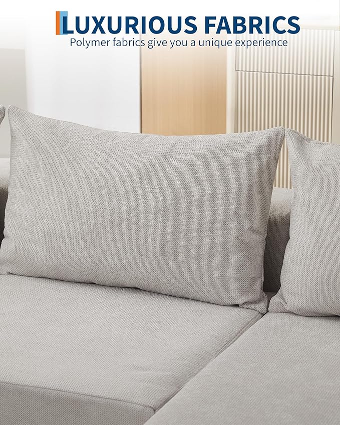 108" Modular Sectional Sofa,Cloud Couch Sectional with Right Chaise | Fluffy Compressed l Shaped Sofa for Living Room | Boneless Couch & Sofa Bed Design,No Assembly Required, Beige