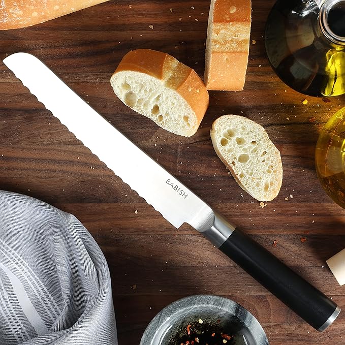 Babish High-Carbon 1.4116 German Steel Cutlery, 8 Inch Bread Kitchen Knife