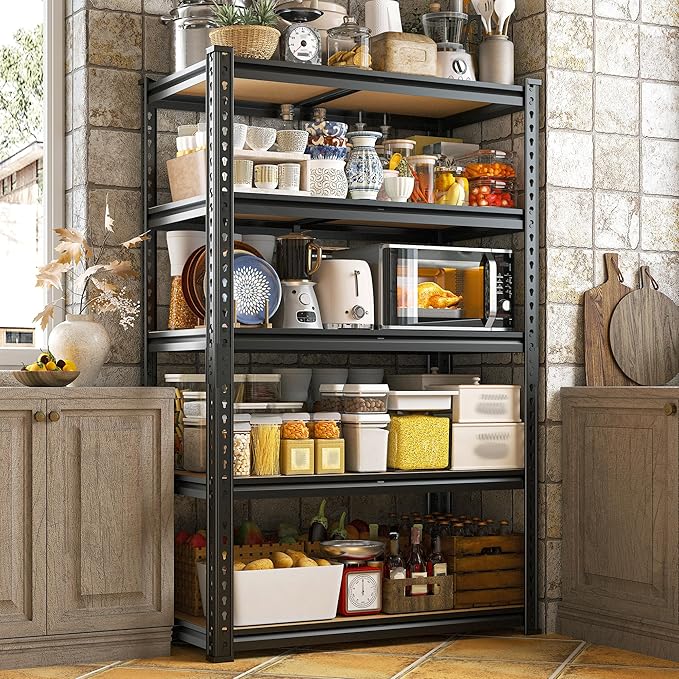 REIBII Storage Shelves 2020LBS Garage Shelving Heavy Duty 5 Tier Metal Shelving Units for Storage Adjustable Utility Shelf Rack for Kitchen Warehouse Basement 28" W x 12" D x 59.8" H, 3 Pack
