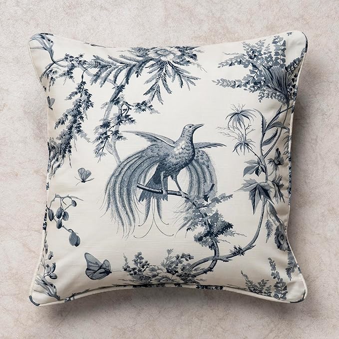Maison d' Hermine Decorative Pillow Covers 18 x 18 Inch Square 100% Cotton Throw Pillow Covers with Invisible Zipper Cushion Case for Living Room Couch, Chair, Sofas, Bedroom, Home (Paradise - Delft)