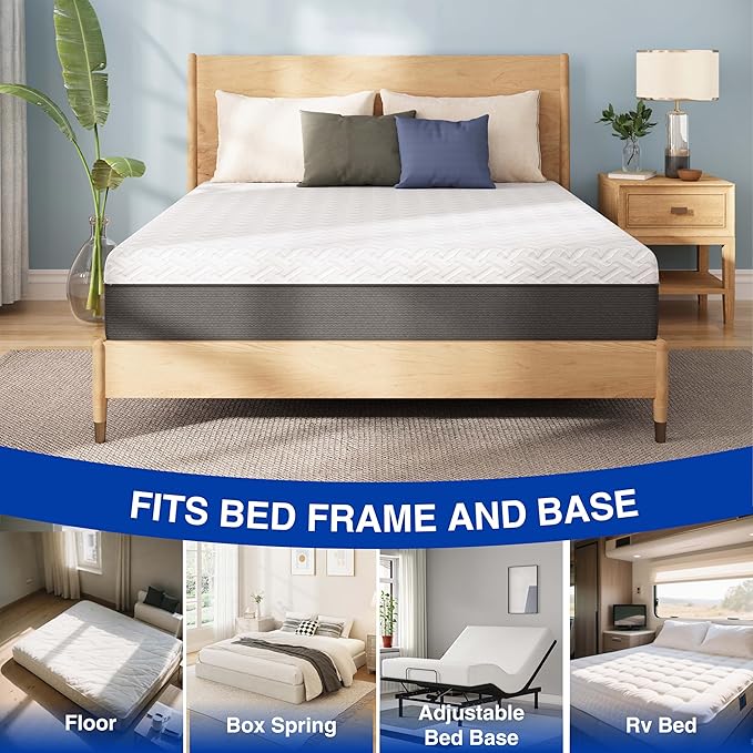 10 Inch Twin Green Tea Memory Foam Mattress for Cool Sleep & Pressure Relief, Bed in a Box, Removable Cover No Fiberglass, CertiPUR-US Certified