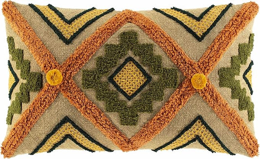 Hauteloom Skibbereen Decorative Throw Pillow Cover with Down Goose Feather Insert - Sofa Couch Cushion Cover - Orange